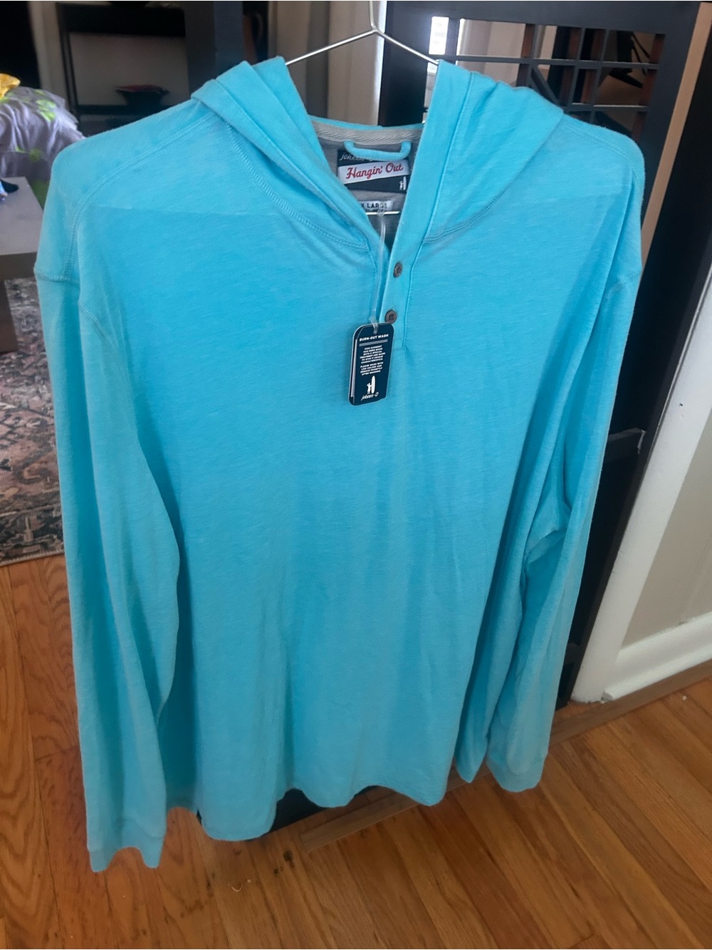 johnnie-O Men's Lightweight Hooded Shirt - Aqua Blue